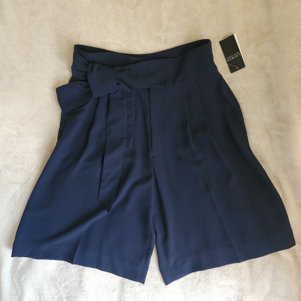 Women’s Navy Tie-Waist Shorts - Picture 15 of 16